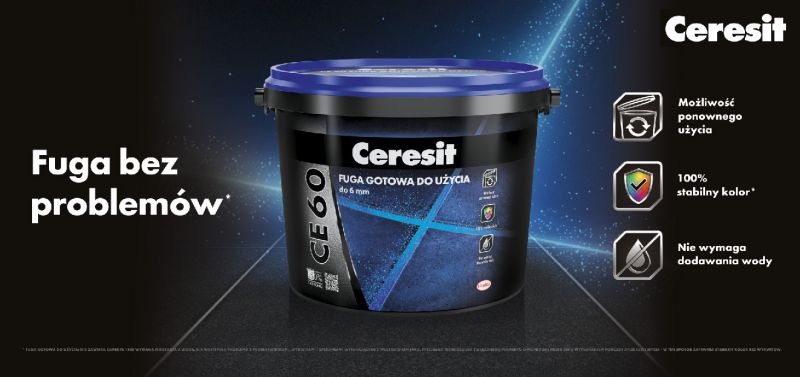 Bezproblemowa, gotowa do użycia, jednoskładnikowa, polimerowa fuga 2 kg Ceresit CE60 o szerokości do 6mm