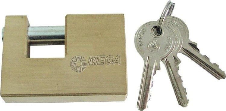 Kłódka mosiężna trzpieniowa MEGA 50 mm blister